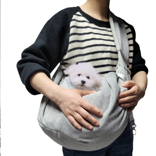 Hands-Free Dog Sling Carrier Bag for Small Dogs & Cats — Lightweight Polyester Travel Shoulder Bag