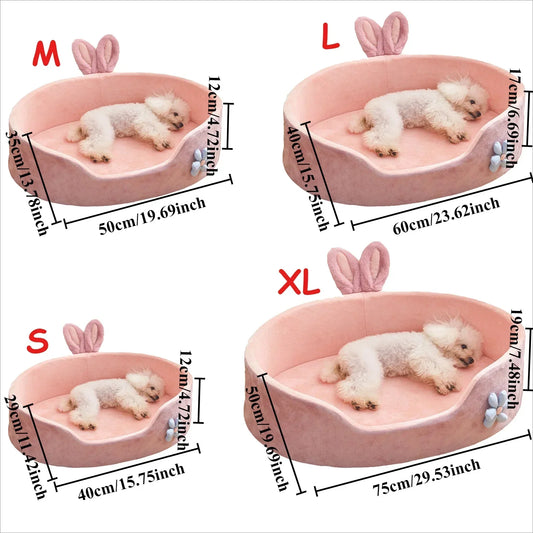 All-Season Cotton Pet Bed for Dogs & Cats — Removable Washable Cover, S/M/L/XL