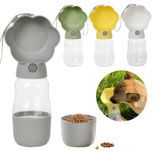 2-in-1 Pet Travel Bottle — Water & Food in One, Leak-Proof, 4 Colors for Dogs & Cats